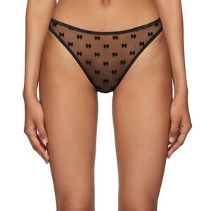Le Petit Trou Black Regine Sheer Mesh Stretch Velvet Bow Cheeky Underwear